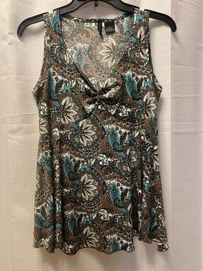 new directions Brown & Teal Paisley Sleeveless Tank